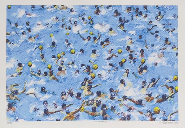 CHAGUITO - Polo Aquático - Litografia a cores, assinado a lápis, tiragem 12/51 e datado de 2021 Med: 30 x 42cm — CHAGUITO