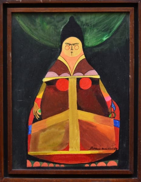 Aldemir Martins, `Figurativo` - acrílica sobre tela - datada São Paulo, 1989 - med. 40 x 30 cm — Aldemir Martins
