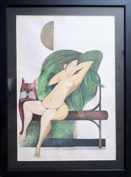 ALDEMIR MARTINS, Figura Feminina, serigrafia aquarelada, 46 x 32cm, assinada na matriz, sem numeração. — Aldemir Martins