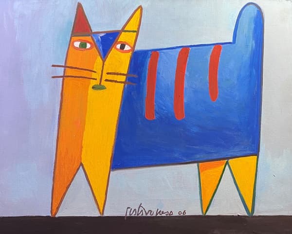 GUSTAVO ROSA (1946-2013) - "Gato" O.S.T, A.C.I, datado de 2006. Med 40x50 cm. Obs: ausência de moldura.. OBS: O quadro não apresenta certificado e não podemos garantir a autenticidade do mesmo, quadro captado casa cliente.FAVOR NA DUVIDA NÃO COMPRAR. — Gustavo Rosa