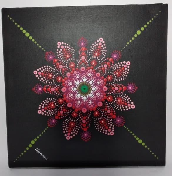 DIVERSOS - OST, sem moldura Lígia Muniz. Mede 30x30cm. Flor vermelha. — DIVERSOS