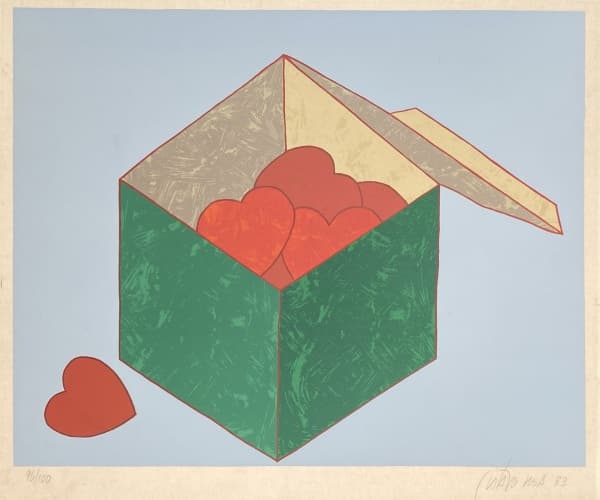GUSTAVO ROSA - Caixa de corações - serigrafia 96/100 - ass.inf.dir., dat 1983 - 46x54 cm — Gustavo Rosa