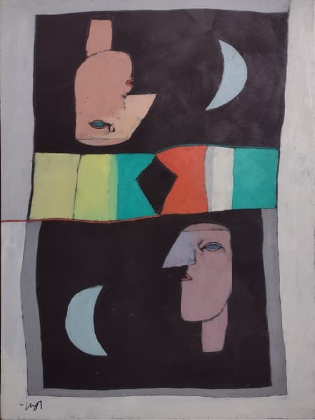 INOS CORRADIN - I due mondi - óleo sobre tela - 80x60 cm - ass.inf.esq e verso, dat. 2008. - Com dedicatória no verso - - Ex coleção Jacob Klintowitz. — Inos Corradin