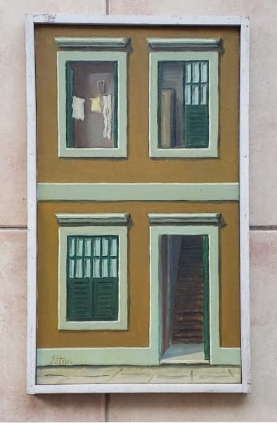 PETRUS, Catharinus Hubertus - "Fachada n 1" óleo sobre tela assinado, titulado e datado 1972, med. total 43 x 26cm. — Petrus