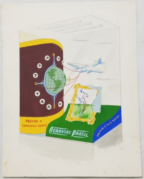 SEM ASSINATURA - técnica mista sobre cartão - propaganda - 26 x 21 cm - sem moldura - amarelado pela ação do tempo. — Sem Assinatura