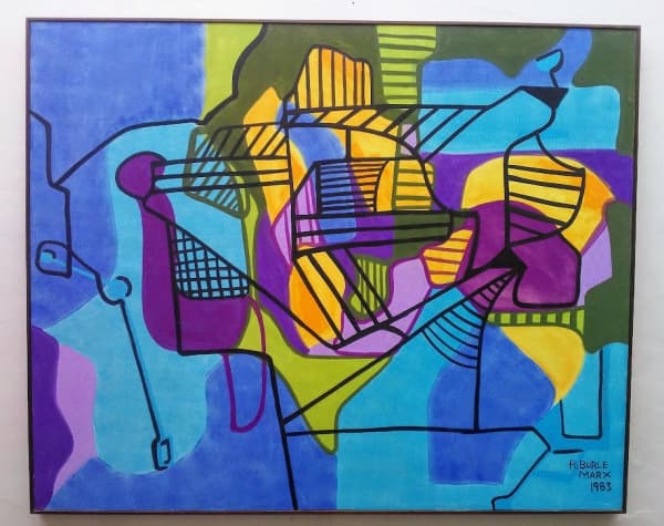 ROBERTO BURLE MARX- ACRÍLICA SOBRE PANNEAUX ASSINADO E DATADO 1983 NO CID . MEDIDAS : 1,30 M. X 1,60 M. — Roberto Burle Marx
