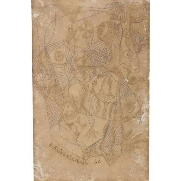 DI CAVALCANTI, Emiliano (1897 - 1976) `Figuras` – Desenho – 17 x 11 cm (MI) e 31 x 25 cm (ME). Assinado e datado 66 — Di Cavalcanti