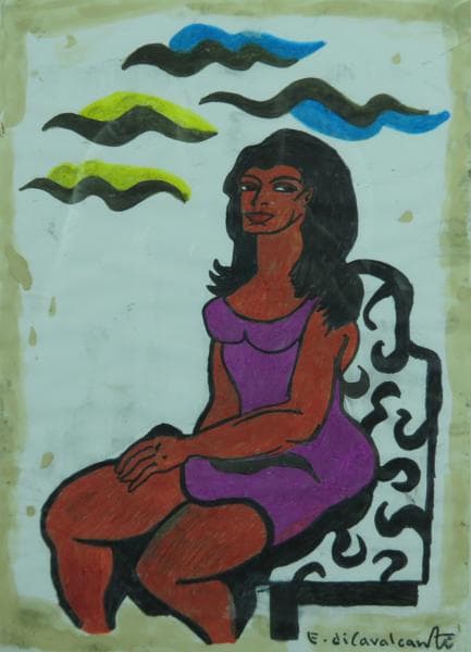 Di Cavalcanti, " Mulata" - Estudo - acrílica sobre papel, medindo 34x24cm, a.c.i.d — Di Cavalcanti