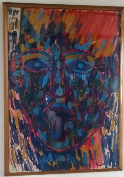Yedo Titze. Guache sobre madeira, assinado, datado 1986 e emoldurado. 99 cm x 69 cm. Este lote encontra-se fora do local de exposição. Visitação apenas com horário agendado de acordo com a disponibilidade do proprietário. — Yedo Titze