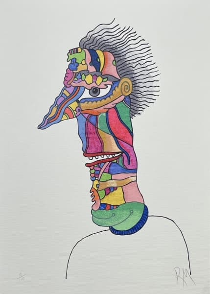 ROBERTO MAGALHÃES (1940). "Granfino", serigrafia a cores. 36 x 25. Assinado no c.i.d. (SEM MOLDURA). — Roberto Magalhães