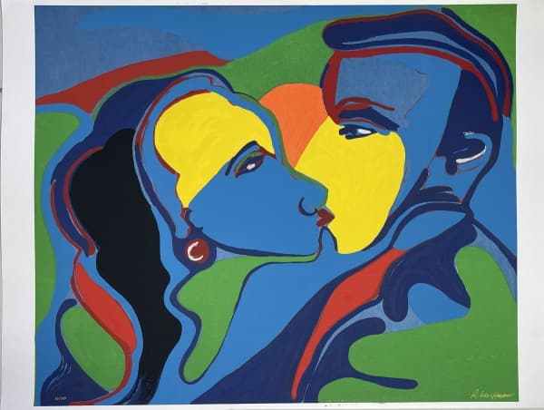 RUBENS GERCHMAN (1942-2008). "O Beijo", serigrafia a cores. 72 x 95. Assinado no c.i.d. (SEM MOLDURA). — Rubens Gerchman