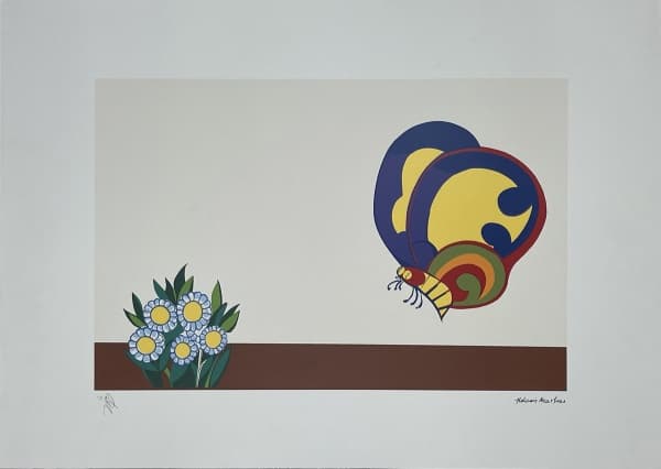 ALDEMIR MARTINS (1922 - 2006). "Borboleta e flores", serigrafia a cores. 50 x 70. Assinado no c.i.d. (SEM MOLDURA). — Aldemir Martins
