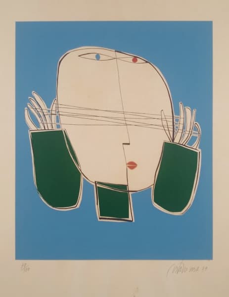 GUSTAVO ROSA - "Sem Título" - serigrafia 78/120 - datado de 1979 - a.c.i.d - apresenta pequenas marcas de fungo no papel - moldura em madeira natural - medidas obra 70 x 50 cm - medidas moldura 75 x 55 cm. — Gustavo Rosa