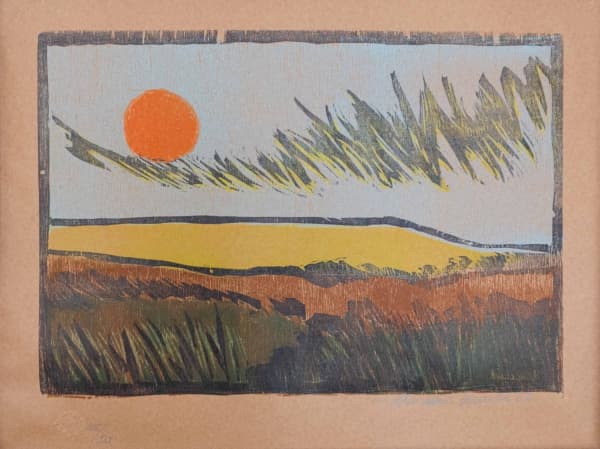 ALDEMIR MARTINS - Paisagem - Xilogravura (45/50) sobre papel Kraft - 35x45cm - 1983 - Assinado inferior direito. — Aldemir Martins