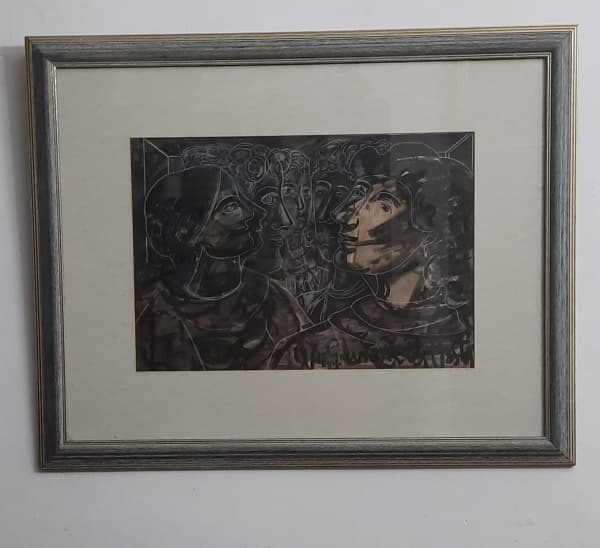 ASSINATURA NÃO IDENTIFIADA - TECNICA MISTA - ACID - FACES - ME: 59 cm x 73 cm ; MI : 31 cm X 47 cm — ASSINATURA NÃO IDENTIFIADA