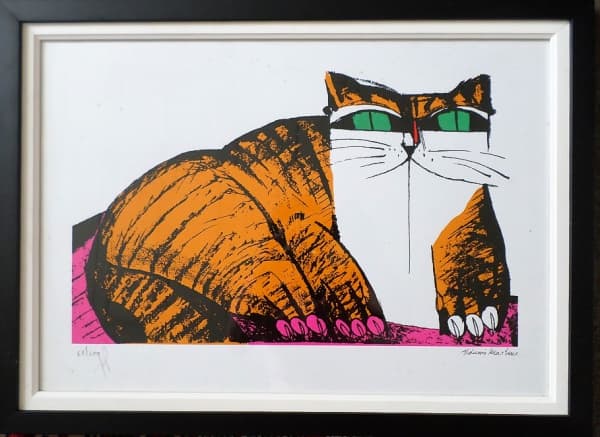 ALDEMIR MARTINS, Gato Rajado, serigrafia, 35 x 50cm, assinada na matriz, numerada 64/100, com relevo seco do Instituto. — Aldemir Martins