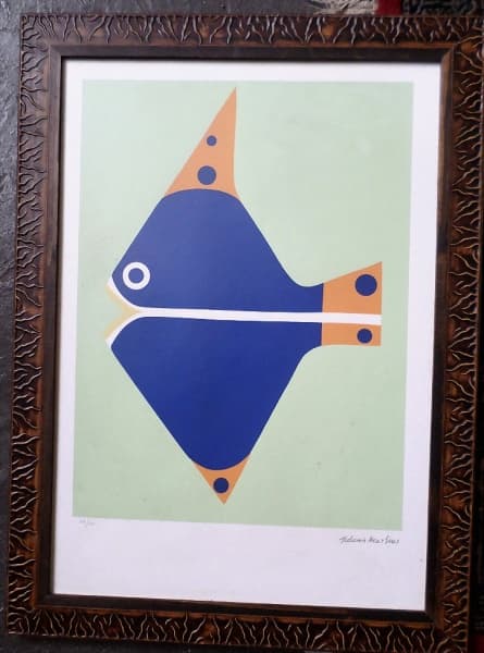ALDEMIR MARTINS, Peixe Azul e Amarelo, serigrafia, 50 x 35cm, assinada na matriz, numerada 79/100, com relevo seco do Instituto. — Aldemir Martins