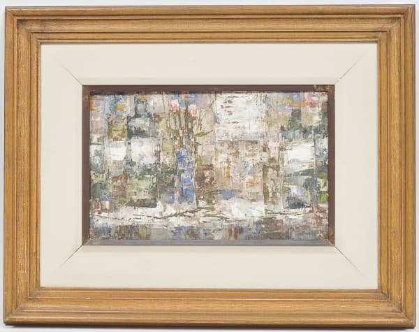 JOSÉ PAULO MOREIRA DA FONSECA - " Rosas no Botequim ", óleo sobre madeira industrializada. Assinado cid. Med. 20 x 32 cm e com a moldura 42 x 53 cm. — JOSÉ PAULO MOREIRA DA FONSECA