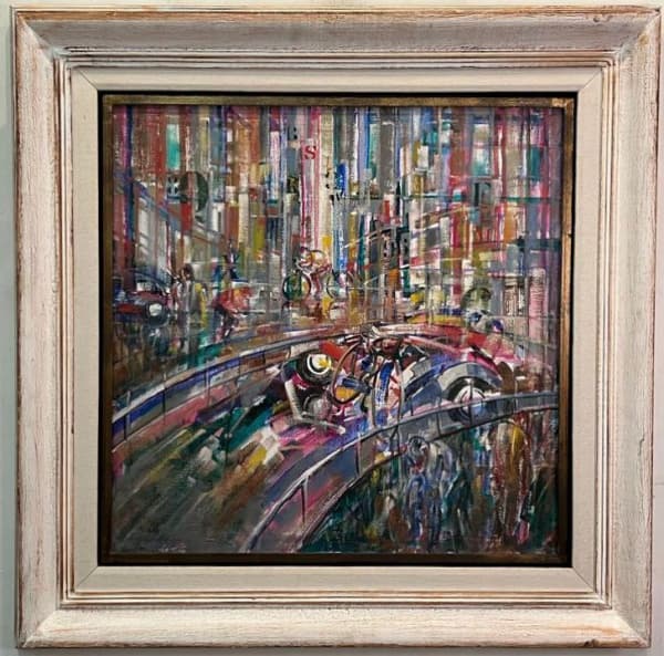 BENJAMIN SILVA, "Cidade", óleo sobre tela, medindo 65 X 65 cm, assinado canto inferior direito e verso datado de 1992. — Benjamin Silva