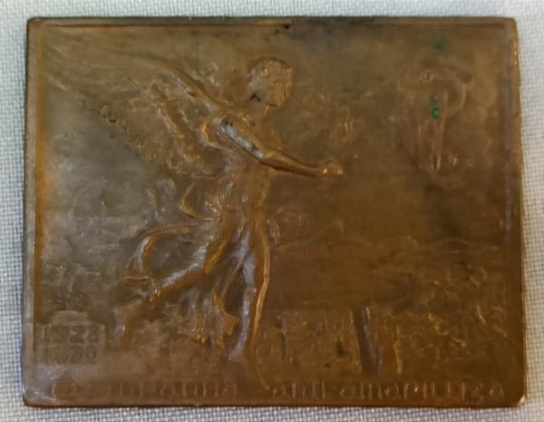 NUMISMÁTICA, uma (1) medalha retangular Campanha Anti-Amarillica, 1928 a 1930, homenagem da Classe Médica brasileira a Clementino Fraga, cunhada na Casa da Moeda do Brasil no Rio de Janeiro, confeccionada em bronze, medindo 60 x 48 mm, muito bom estado de conservação. — NUMISMÁTICA