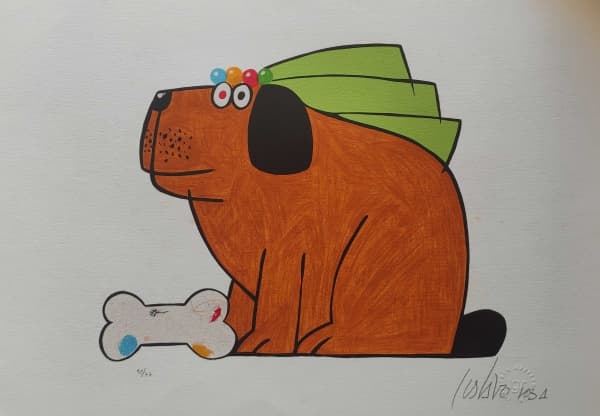GUSTAVO ROSA - Dog - Serigrafia - 35 x 50 CM - Assinatura canto inferior direito (NA CHAPA) (Valor de mercado aproximadamente R$ 1.500,00) — Gustavo Rosa