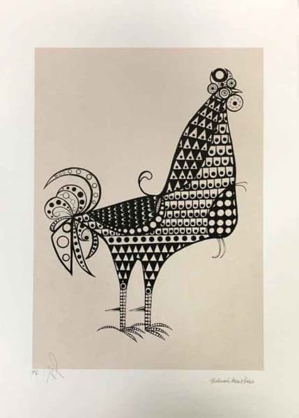 ALDEMIR MARTINS - Galo preto, gravura, tiragem PE, Edição Póstuma, 72x50cm, sem moldura — Aldemir Martins