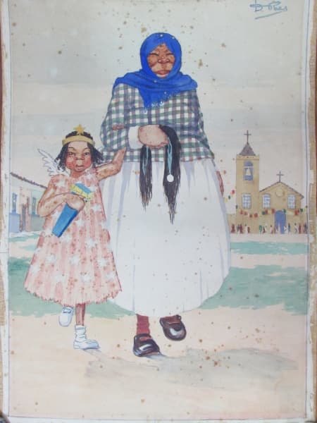 DIOGENES DUARTE PAES - Aquarela da década de 50 - Medindo 51,5 x 37.5cm. No estado. — DIOGENES DUARTE PAES