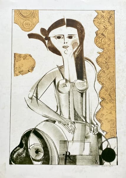 ALDEMIR MARTINS - Rendeira - litografia P.A. - ass.inf.dir., dat.1980 - 76x56 cm. Com pontos de oxidação. — Aldemir Martins