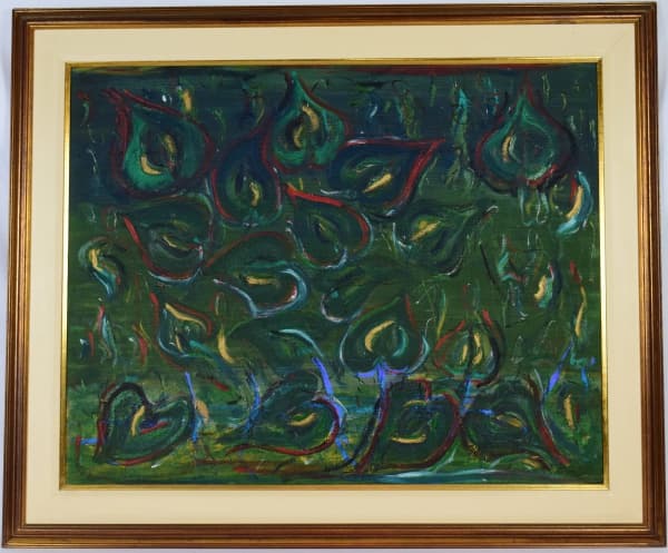 AÍDA BOAL - ( Rio de Janeiro, 2030 - Rio de Janeiro 27/05/2016 ), O.S.T., assinado e datado 1996 no C.I.D. e no verso. MI 72,0 cm X 91,0 cm ME 93,0 cm X 112,0 cm. ( Esse quadro faz parte do acêrvo de familiares da designer e artista plástica ) .BIOGRAFIA: "Aida BOAL (1930-2016), arquiteta, designer, artista plástica e escultora. Influenciada por Sergio Rodrigues e pela escola alemã Bauhaus, tinha paixão pelas madeiras nobres. Criou móveis em estilo modernista, alinhados com suas obras de arquite — AÍDA BOAL