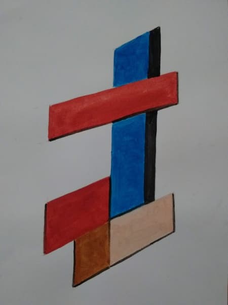 CÍCERO DIAS - " GEOMÉTRICO" GUACHE SOBRE CARTÃO ,ASSINADO CID - MEDIDAS: 30 CM X 21 CM SEM MOLDURA - — Cicero Dias