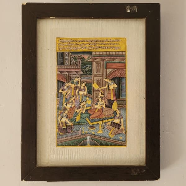 ARTISTA NÃO IDENTIFICADO - PINTURA INDIANA, QUADRO COM ESCRITURAS ATRÁS. MEDINDO: MOLD. 39 X 31 CM; TE. 25 X 16 CM. — Artista não Identificado