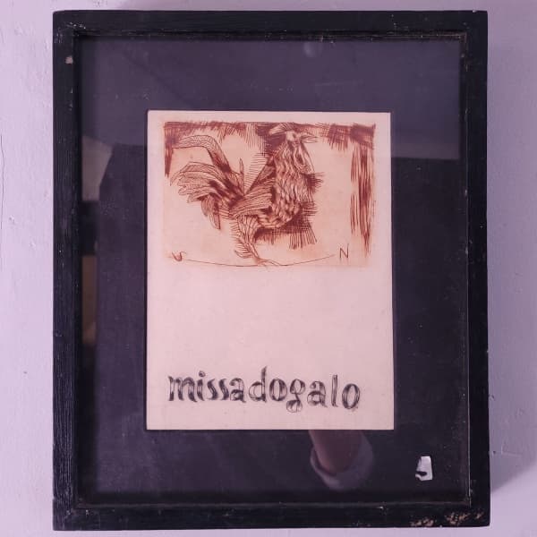 ARTISTA NÃO IDENTIFICADO - PINTURA EM NANQUIM, "MISSA DO GALO". MEDINDO: MOLD. 33 X28 CM. PINT. 21 X 16 CM. — Artista não Identificado