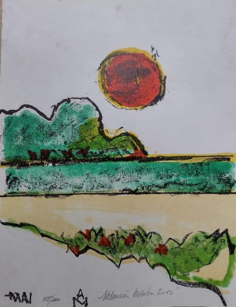ALDEMIR MARTINS - Paisagem - litografia 115/200 - ass.inf.dir., dat. 2002. - 29x22 cm. — Aldemir Martins