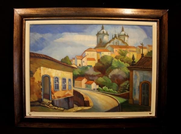PEDRO ALZAGA (?, Uruguai, 1920 - ?, SP, 2005) "Casario em Ouro Preto", óleo sobre tela, medindo 50 cm x 70 cm, a.c.i.d.. — PEDRO ALZAGA