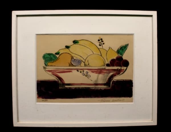 ALDEMIR MARTINS (Ingazeiras, CE, 1922 - São Paulo, SP, 2006) "Natureza-morta", gravura em cor sobre papel, medindo 24 cm x 33 cm, a.c.i.d., datado "1989", numerado "081/150", marca d'água no papel. — Aldemir Martins