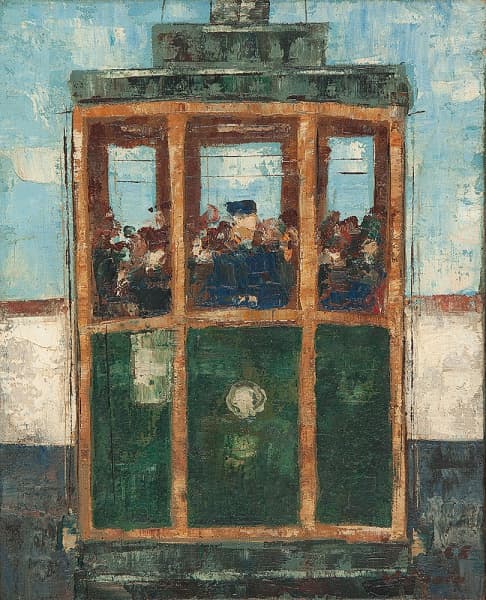 JOSÉ PAULO MOREIRA DA FONSECA (1922-2004) - Bonde Carioca - Óleo s/ tela, 27 x 21 cm, ass. inferior direito e verso, dat. 1968. Ex-coleção Bento de Barros Ribeiro — JOSÉ PAULO MOREIRA DA FONSECA