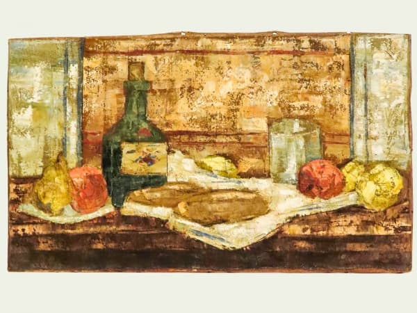 José Paulo Moreira da Fonseca. "Natureza Morta", óleo s. tela. Assinado e datado no c.i.d. e atrás . Medida: 24 X 41. Sem moldura. — JOSÉ PAULO MOREIRA DA FONSECA