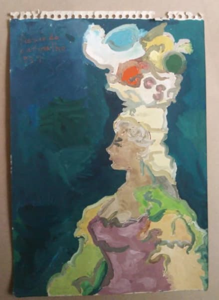 FLÁVIO DE CARVALHO -AQUARELA SOBRE PAPEL ASSINADO C.S.D E DATADO 1937. MEDIDAS: 22 CM X 16 CM .SEM MOLDURA — Flavio De Carvalho