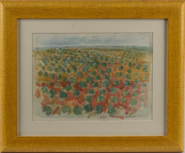 ASSINATURA NÃO IDENTIFICADA - " Sem Título "aguarela sobre papel, assinado no canto inferior direito e datado em 1977. Med.: 23 x 31 cm. — Assinatura Não Identificada