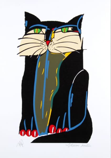 ALDEMIR MARTINS - Gato Preto - Gravura - 50x35cm - A.C.I.D - (Sem moldura) Valor de mercado aproximadamente R$2.000,00 — Aldemir Martins