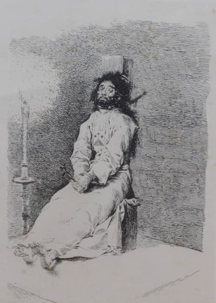 Francisco Goya, `Garroted Man`, gravura em metal -med. 19x12cm — Francisco Goya