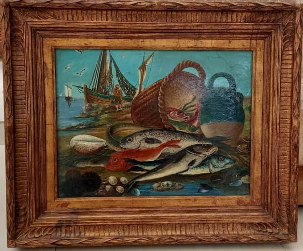 J L RIDART - DATADO 1886, BELÍSSIMO QUADRO ´OLEO SOBRE PLACA, ACID. MEDIDAS DA OBRAS 41 CM X 53 CM. MOLDURA EM MADEIRA ENTALHA E DOURADA. BELÍSSIMO — J L RIDART
