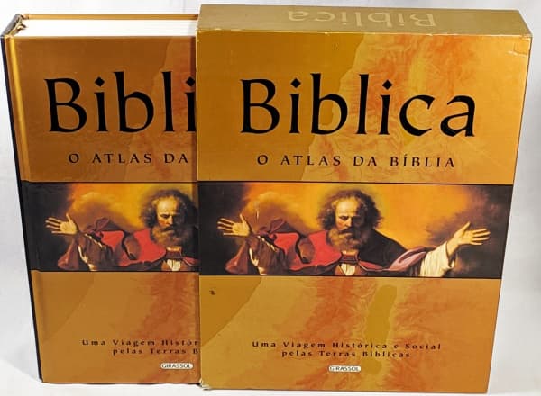 COLECIONISMO - LIVRO - Belíssima obra, usada em muito bom estado, apesar de leves avarias no box. Formato: 26 x 35 cm. Acabamento: Capa dura. Número de páginas: 576. Tenha em mãos o mais confiável e atualizado atlas da Bíblia disponível atualmente. Elaborado por uma equipe internacional de escritores, acadêmicos renomados e estudiosos da Bíblia e ilustrado com mais de 650 imagens coloridas, incluindo fotos, pinturas, desenhos, gravuras e esculturas dos principais museus, coleções e galerias de a — COLECIONISMO