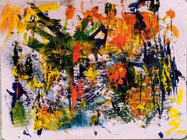 BENJAMIN SILVA (1927) - "Composição" óleo sobre cartolina, A.C.I.D. Med: 35x45 cm — Benjamin Silva