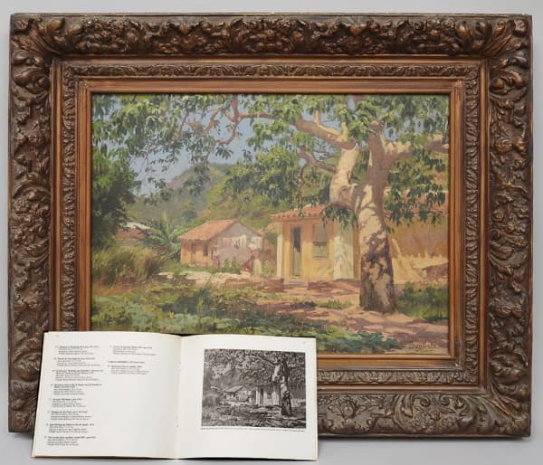 J. BATISTA DA COSTA (João, RJ 1865/1926)- Fundo de quintal - óleo s/ tela 45 x 63 cm - assin. c. inf. direito - medida com moldura 72 x 86 cm. Reproduzido no catálogo de exposição da Galeria de Arte Acervo em 1984. Reproduzido no livro JOÃO BATISTA DA COSTA 120 Pinturas selecionadas de Humberto Hugo — J. BATISTA DA COSTA