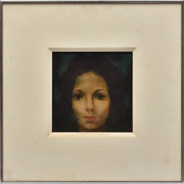 ENRICO BIANCO - Oléo sobre madeira - Rosto feminino - Assinado canto superior direito. Med.: 25 x 25 cm / 55 x 55 cm (com moldura) — Enrico Bianco