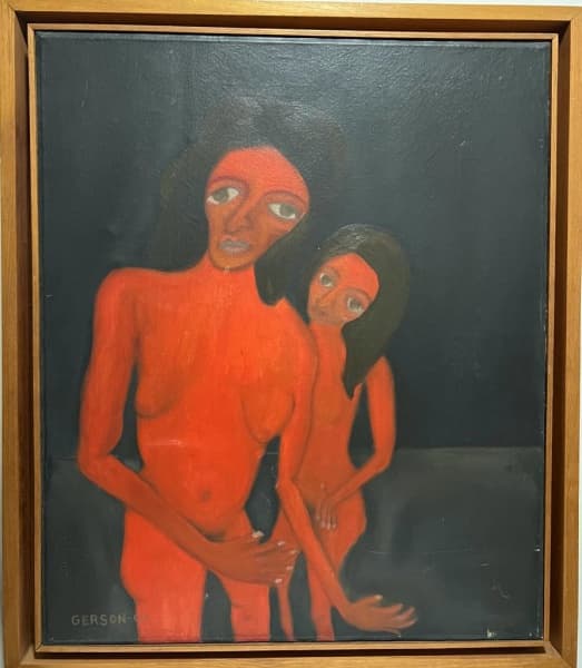 GERSON DE SOUZA, "Figuras", óleo sobre tela, medindo 55 X 46 cm, assinado canto inferior esquerdo e verso e datado de 64. — Gerson de Souza