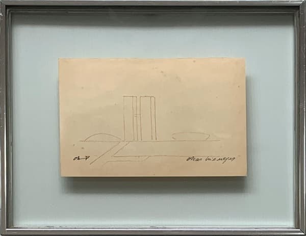 OSCAR NIEMEYER, Brasília - desenho - 14 x 22 cm - acid — Oscar Niemeyer