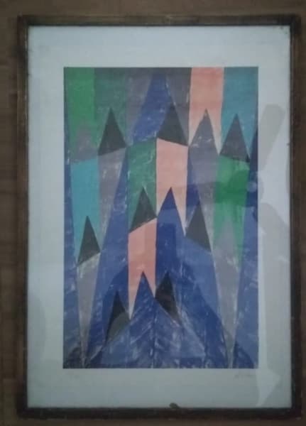 ALFREDO VOLPI (Lucca Itália 1896 - 1988 Sao Paulo SP) serigrafia 'Bandeirinhas' 42 X 30 cm assinado e numerado a lápis 41/90. Moldura em madeira. 49,5 x 35 cm. — Alfredo Volpi