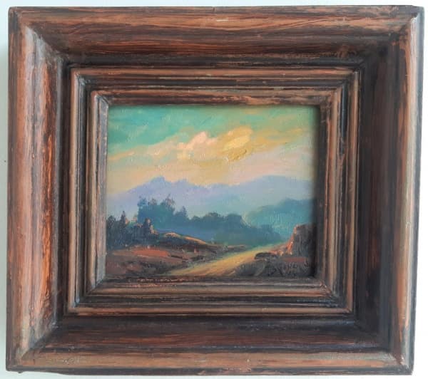 Frederico Bracher Jr. Paisagem. Óleo sobre placa. Dimensões: 14 x 12 cm (pintura) — Frederico Bracher Jr